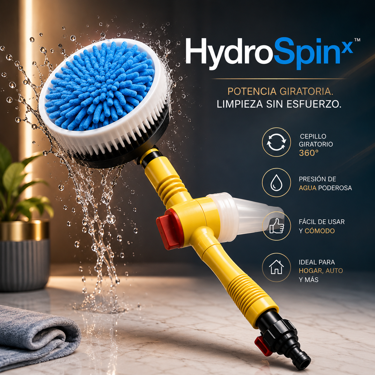 HydroSpin Cepillo de lavado de coches giratorio