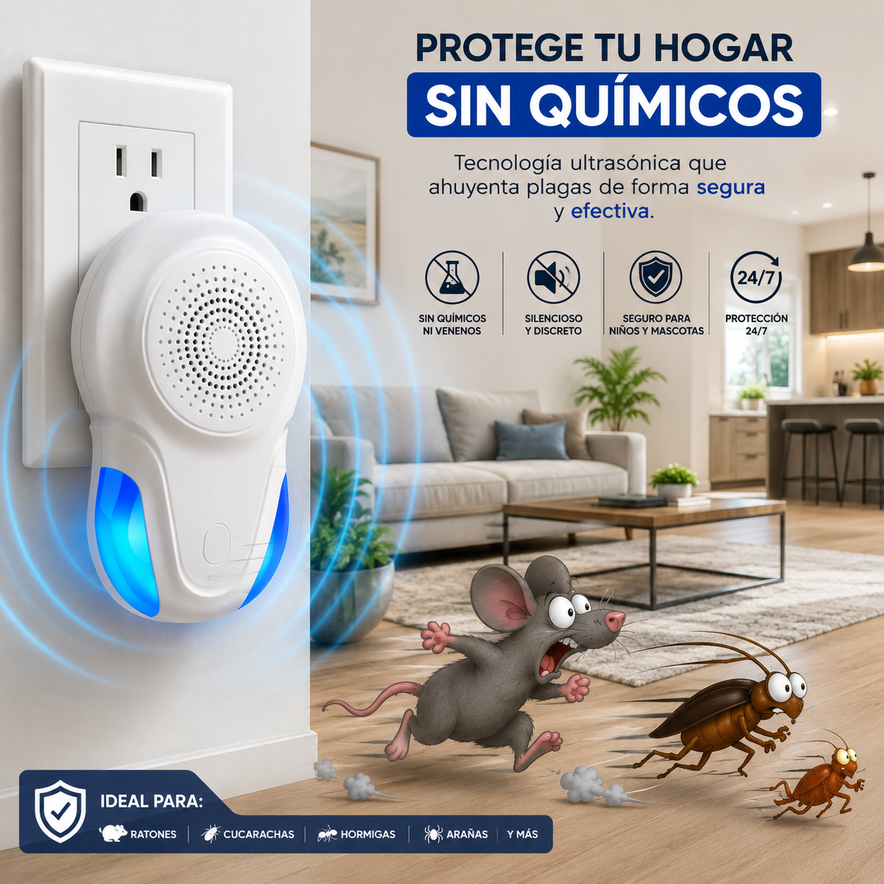 PestOff  Repelente Ultrasónico Mosquitos Ratones